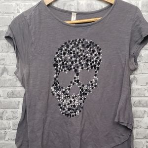 Skull gray semi crop top